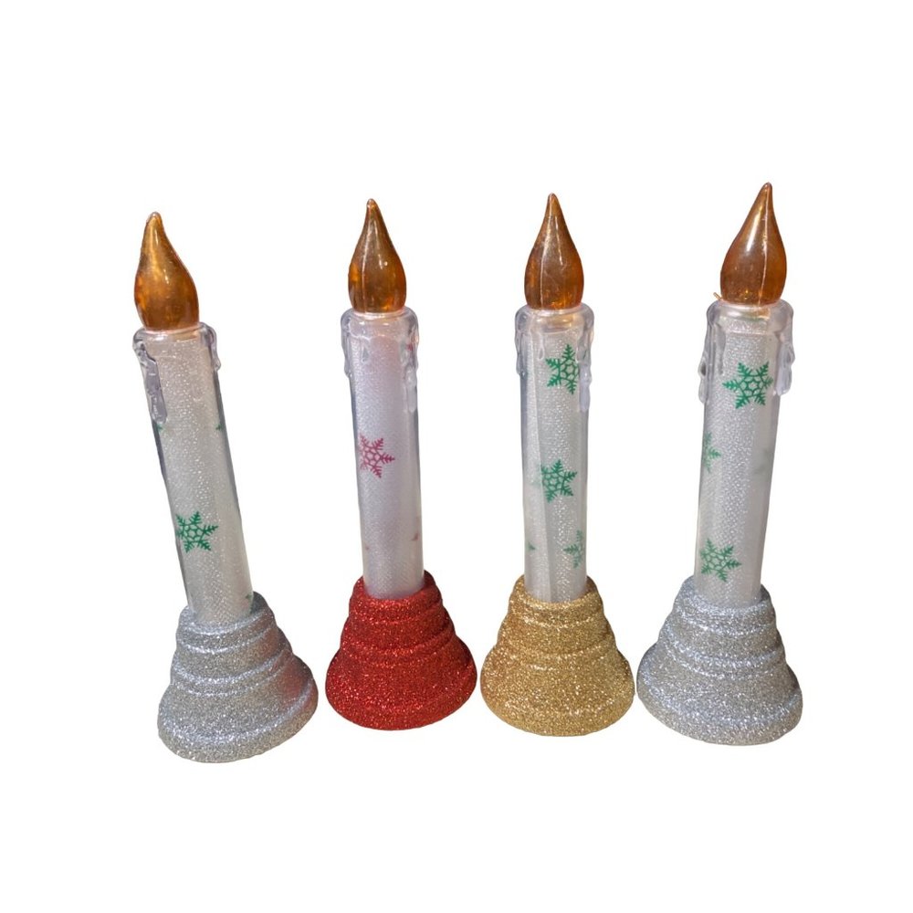 Christmas Candles 4 Battery Operated Plastic Color Changing Decor